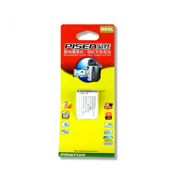 Pin Pisen NB-5L (for Canon PowerShot SD700, 790, 800, 850, 870, 880, 890, 900, 950, 970, 990 & SX200 IS)